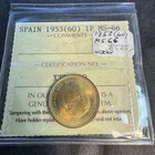 1953 (*60) SPAIN 1 PESETA, Franco, KM-775, ICCS Certified MS-66