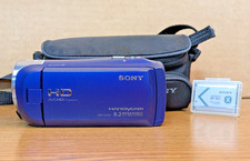 Sony Handycam HDR-CX240 1080p HD Camcorder Blue w/ 2 Batteries Charger Case