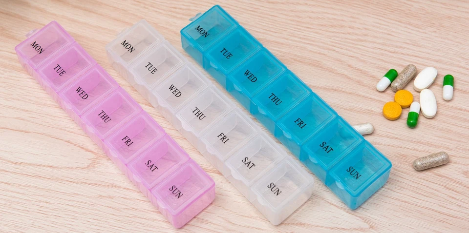 5x EWANTO Tablettenbox : Pillendose Medikamentenbox 7 Tage hellblau - Bild 4 von 4