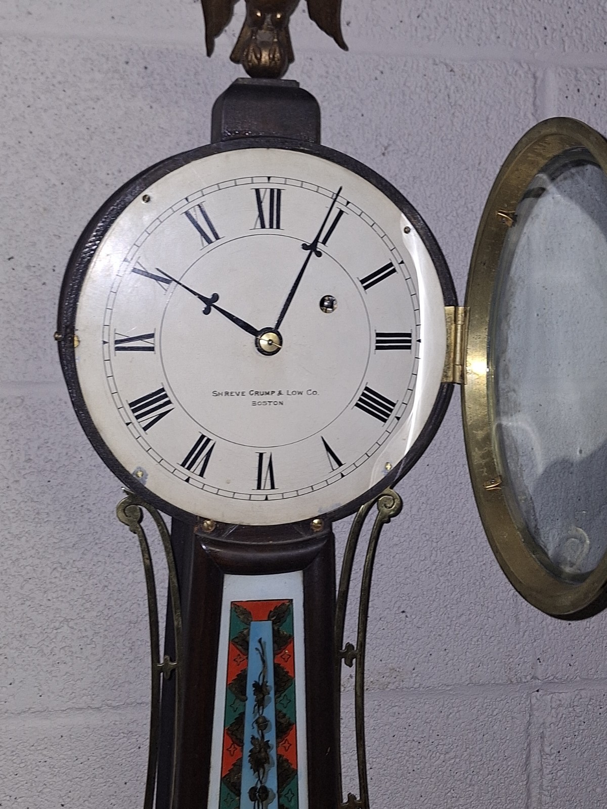 Rare Herschede 8 Day Banjo Wall Clock Working Weight Driven Shreve Crump Boston