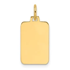 14k Yellow Gold Plain .011 Gauge Engravable Rectangular Disc Charm Pendant