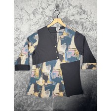 Parsley  Sage Womens Tunic Top Blouse XL Black Multicolor Abstract Art To Wear