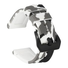 Silicone Watch Bands 22mm Soft Watch Band with Black Buckle, Camo White