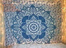 Indian Hippie Gypsy Boho Handmade Mandala Cotton Tapestry Throw Yoga Mat