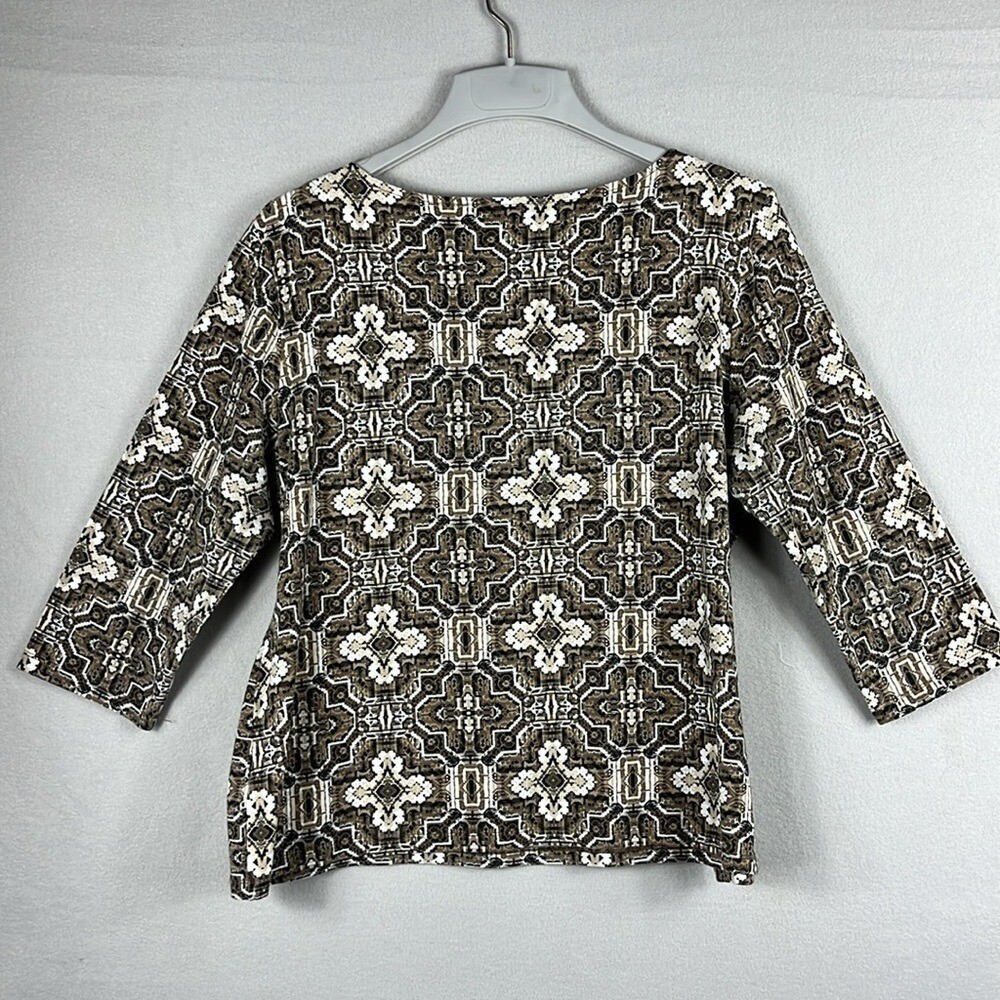 Ruby Rd  3/4 Sleeve Geometric Patterned Top Women… - image 2