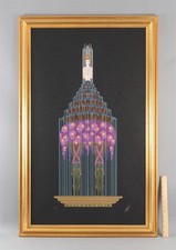 Authentic Hand-Signed ERTE Art Deco Woman & Men Water Fountain Serigraph NR