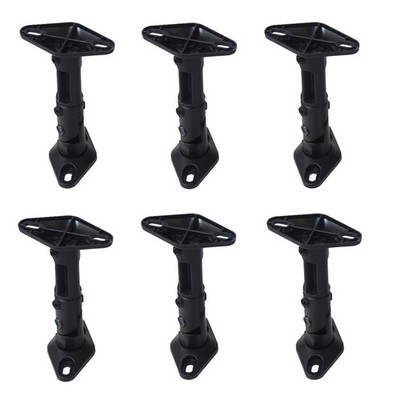 Versatile Black Satellite Speaker Mounts for Walls and Ceilings - 6 Pack
