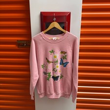 Vintage Jerzees Pink Floral Butterfly Sweatshirt Made In USA Size L