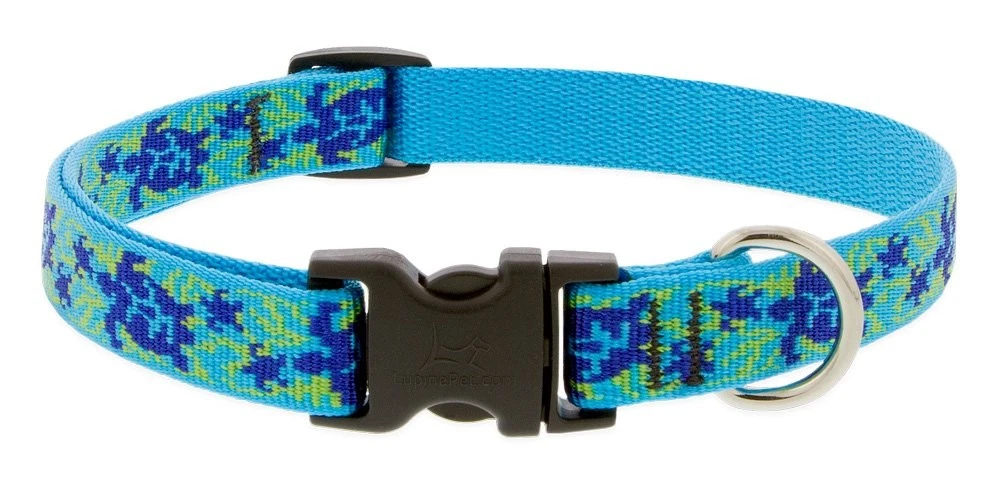 LupinePet Originals 3/4" Turtle Reef 9-14" Adjustable Collar for Small Dogs