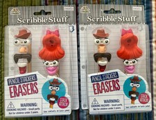 Scribble Stuff Pencil Stackers Erasers Create-A-Face Set Of 2 School Kids Fun