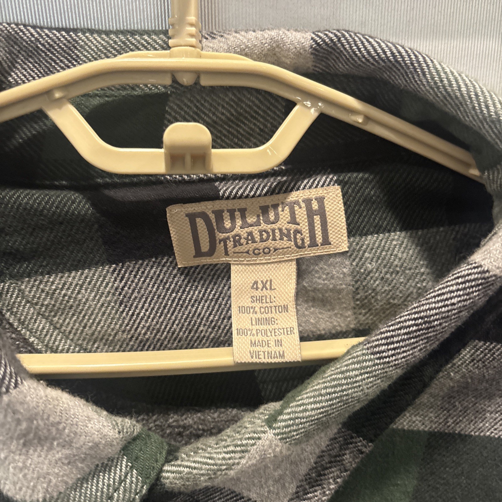 Duluth Trading Shirt Jacket Mens 4XL Tall Green Plaid Fleece Lined Flapjack Jac