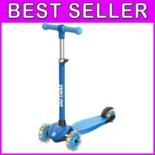 Kids 3-Wheel Scooter with Anti-Slip Deck Glow Wheels - Ages 2-8, 110 lbs Limit