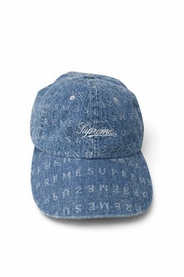 SS20 Supreme Jacquard Logos Denim 6-Panel Cap Blue