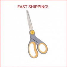 Westcott 13529 8-Inch Straight Titanium-Bonded Scissors For Office and Home, Yel
