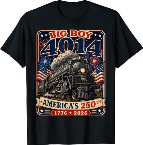 Big Boy 4014 Train 4th of July Retro US Flag Vintage Apparel T-Shirt