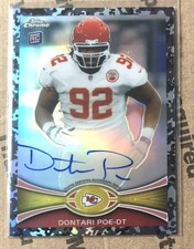 Dontari Poe 2012 Topps Chrome Military Refractor Rookie ON CARD Auto /105 CHIEFS. rookie card picture
