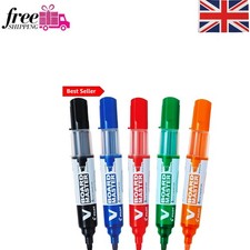 Image of Pilot V-Board Master Chisel Tip Whiteboard Markers - Set of 5 Colors, Refillable