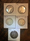 Lot of 5 Barber Silver Half Dollars - 1902, 1906, 1907-D, 1908-D, 1914-S