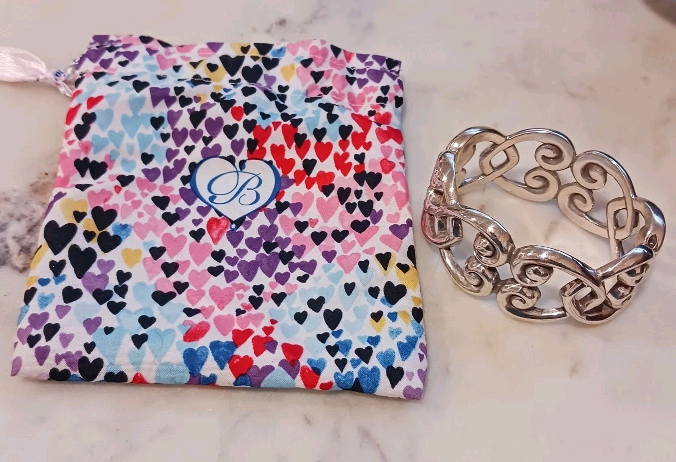 Brighton Openwork Linked Heart Scroll Hinge Bangl… - image 6