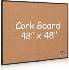 Cork Bulletin Board 48" X 48" Foldable Notice Pin Board Wall Mounted for School