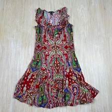 Lauren Ralph Lauren Paisley Ruffle Fairy Y2K Whimsical Jersey Swing Dress Small