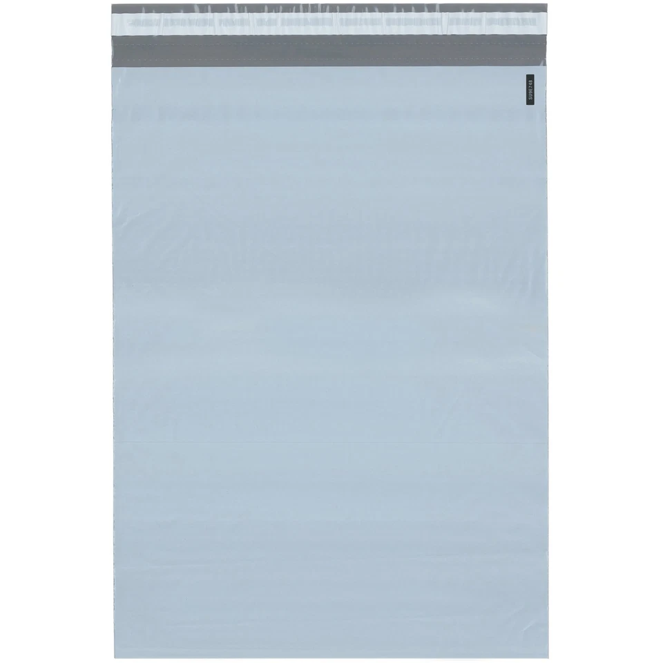 Plymor Poly Mailer 2.25 Mil White / Gray Bag w/ Closure and Strip, 14.5" x 19" - Photo 1/1