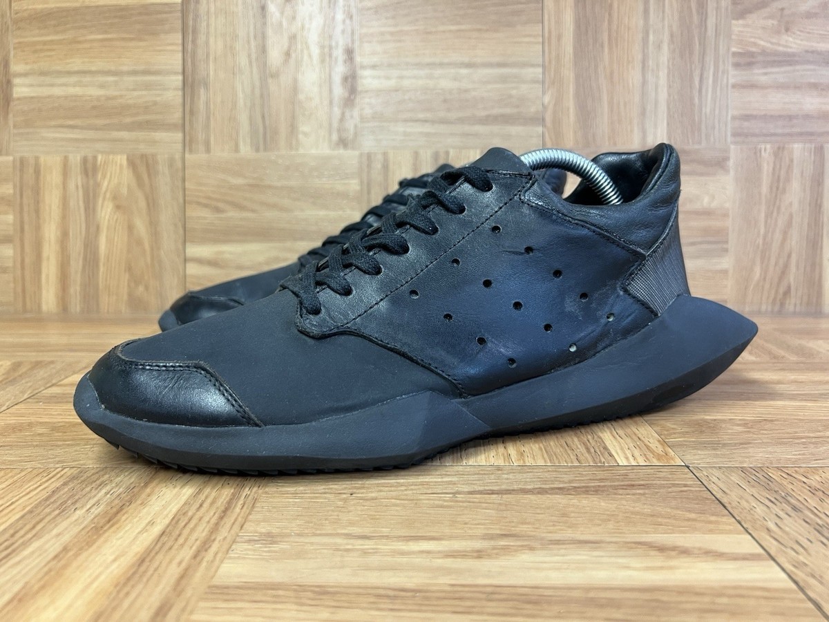 RARE Sz 7.5 - Adidas x Rick Owens Tech Runner Triple Black Leather