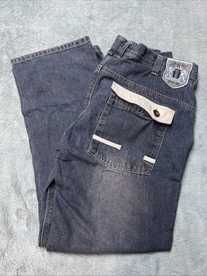 Raider Jean Co Ar48 Mens 40x34 Baggy Wide Leg Jeans Embroidered Denim Grunge Y2K