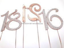 12cm Rose Gold Diamante Cake Pick Topper Number Birthday Anniversary Party Decor