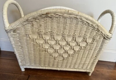 Vintage 70 Bamboo Wicker Rattan Magazine Rack 18” Long 8” Wide 12-1/2” High MCM - Image 1 of 4