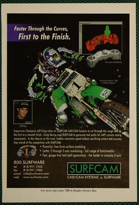 Surfcam CAD/CAM Systems Jeff Emig Supercross Champion Vintage Print Ad 1998