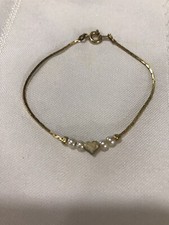 Child s Goldtone Bracelet With Heart And Pearls