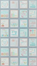 Happy Place Sewing Theme Fabric 1.6 Panels Cotton Sew Words Wordy Benartex