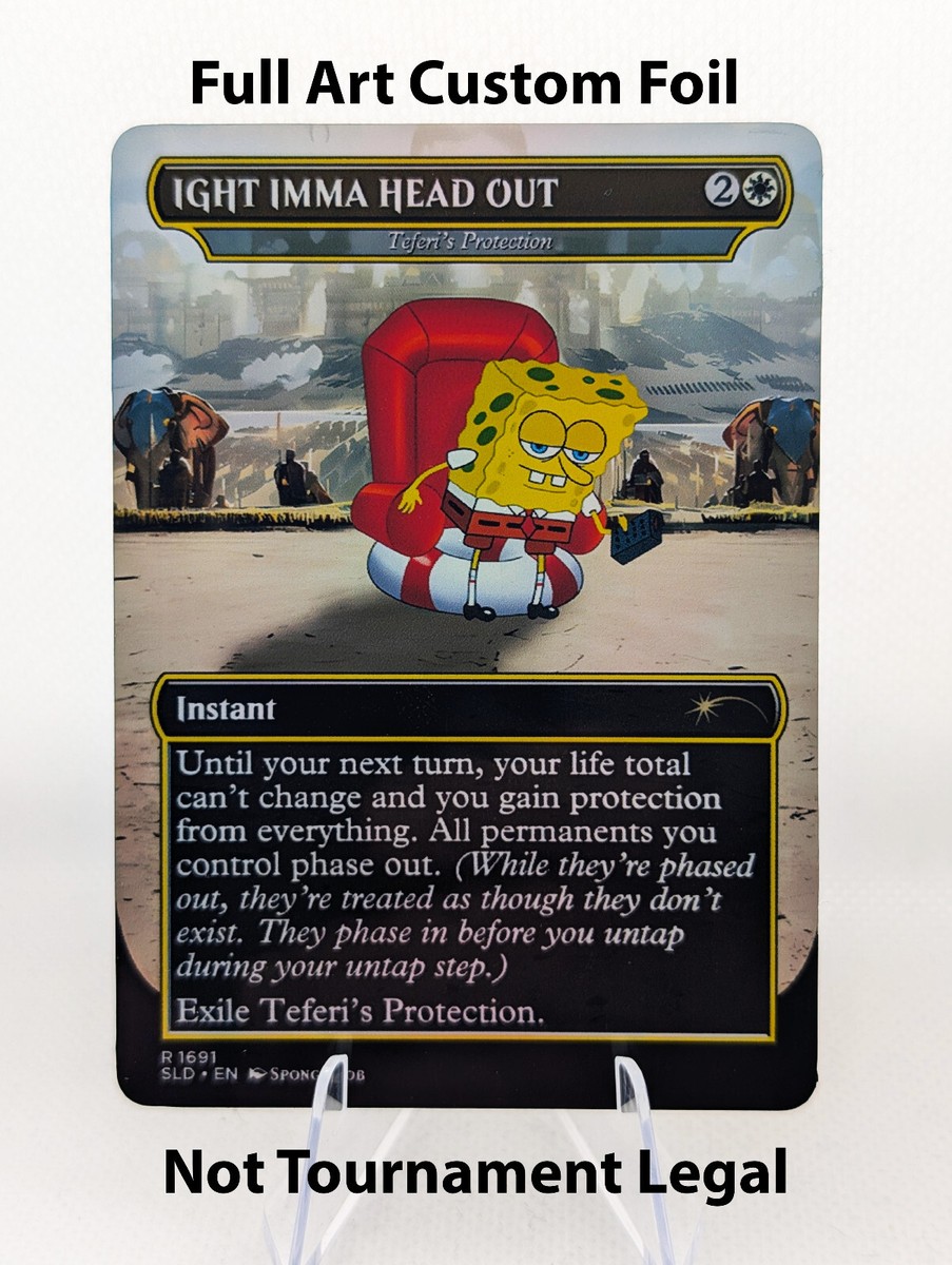 Teferi's Protection Sponge Bob Foil Custom sticker on bulk MTG