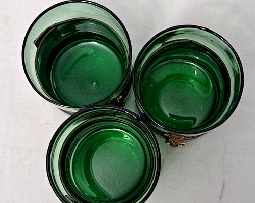 MCM Italian Green Whiskey Low Ball Gläser Ledermanschette Löwenkopf Türklopfer - Bild 10 von 11