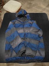 The North Face Jacket Boys XL Gray Reversible Plaid Down Puffer 550 Logo Youth