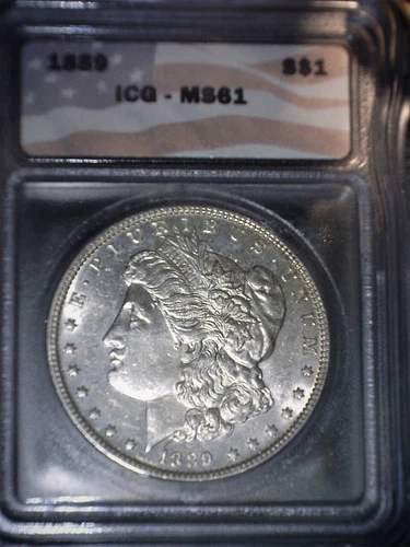 1889 Morgan Silver Dollar  ICG - MS61,  Looks Proof Like, Issue Free, 90% silver