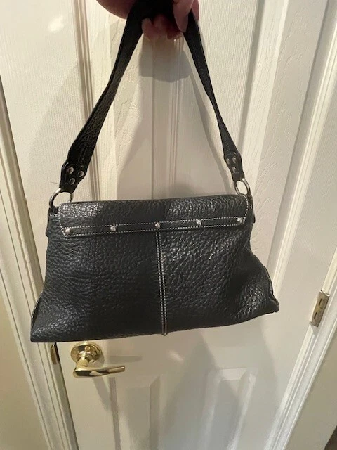 Bolso de hombro New York Rafe de cuero negro 14x7,5" 8" caída accesorios pesados Foto 2 de 4