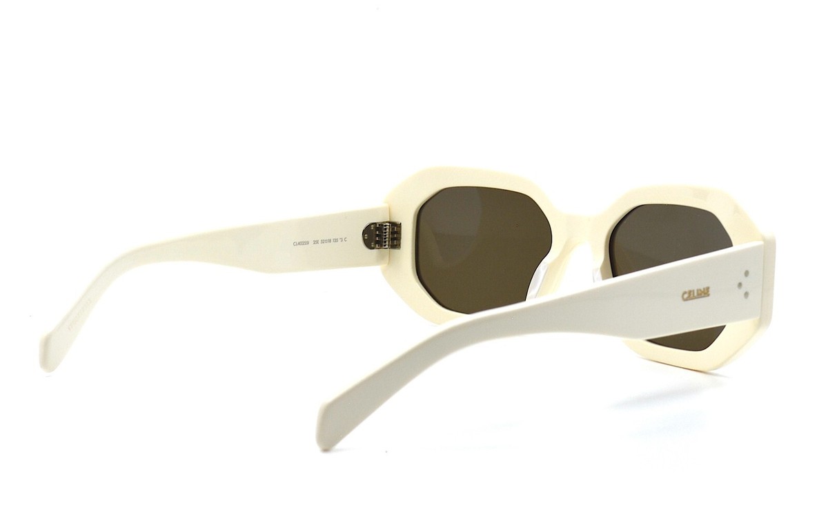 CELINE Unisex Square Oval Sunglasses White Ivory Dark Brown Lense CL40255I 25E Celine CL40255I Blonde Havana Sunglasses – ModaBlvck main image 4