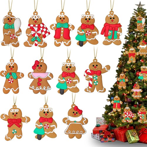 24X Gingerbread Man Xmas Tree Ornament Gift Party Hanging Pendants Window Decor - Picture 13 of 20