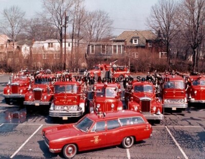 Fort Lee NJ Mack American LaFrance Fire trucks Vintage Photograph Print 8.5x11''