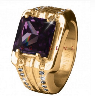 Amethyst Octagon Cut Gemstone with 925 Sterling Silver Ring For Men's #985