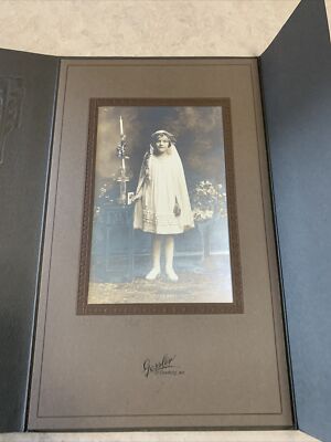 Antique Cabinet Card Photo Girl First Communion White Dress St. Charles, MO