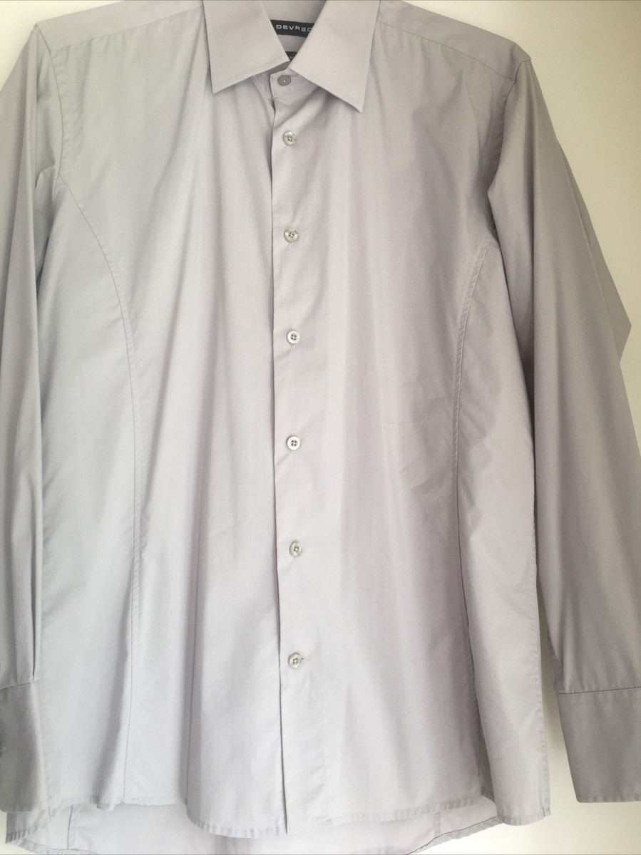 Chemise Devred Homme Grise à Carreaux - Col Mao - Manches Longues - Taille XL - Occasion TB
