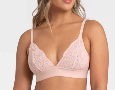 All You LIVELY - Women's Longline Lace Bralette Orchid Pink Size Small