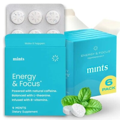 Energy Caffeine Nootropics Mints with L-theanine, Boost Energy & Focus, No Sugar