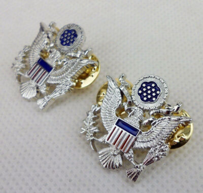 PAIR Metal US Air Force General Officer Shoulder Eagle Badge Pin Insignia 