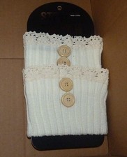 NEW Steve Madden Button Syle Boot Cuff White One Size Women Ladies Lace NWT KR3