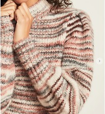 VERONICA BEARD Sweater Women sz L Pink Cream ALSTON Soft Mock Neck Pullover NWT