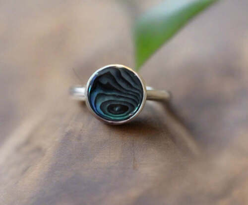 DeCorte Silver Round Paua Shell Ring-Size 9 - Picture 1 of 1